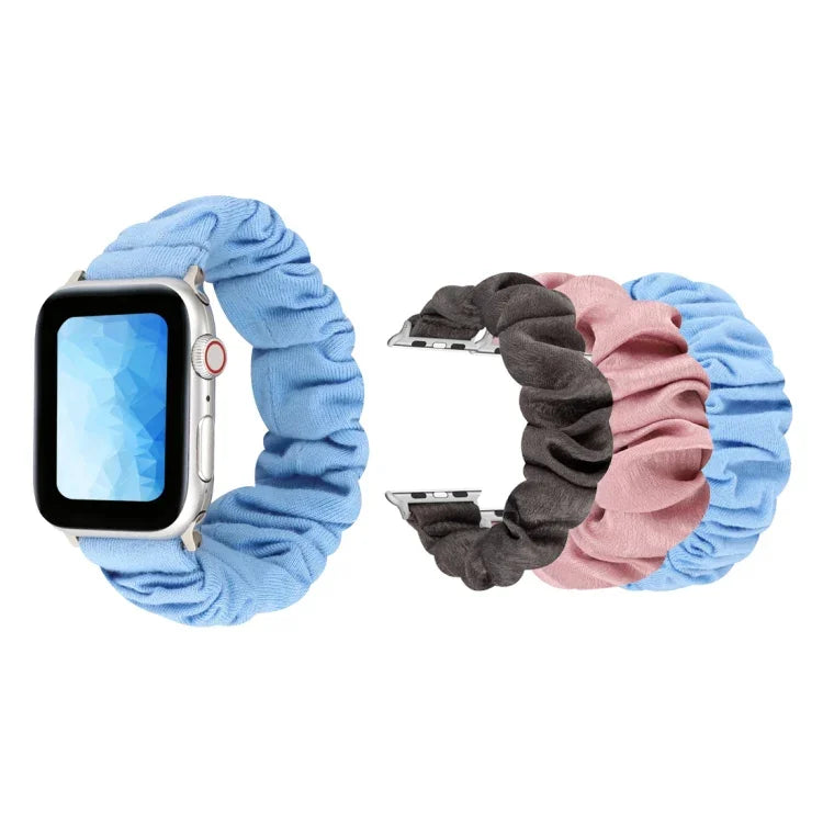 布料＋不鏽鋼髮圈錶帶，適用於 Apple Watch Series 7 41mm / 6 & SE & 5 & 4 40mm / 3 & 2 & 1 38mm，適用於 Apple Watch Series 7 45mm / 6 & SE & 5 & 4 44mm / 3 & 2 & 1 42mm，適用於 Apple Watch Series 8&7 41mm / SE 2&6&SE&5&4 40mm / 3&2&1 38mm