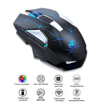 HXSJ T300 7鍵 2400DPI 2.4G 彩色發光無線滑鼠，T300 黑色