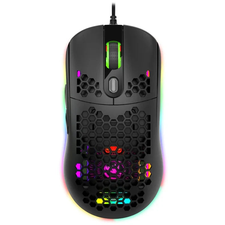 HXSJ X600 6鍵 RGB 發光巨集編程有線遊戲滑鼠，X600