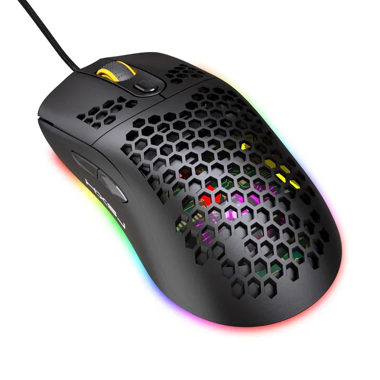 HXSJ X600 6鍵 RGB 發光巨集編程有線遊戲滑鼠，X600