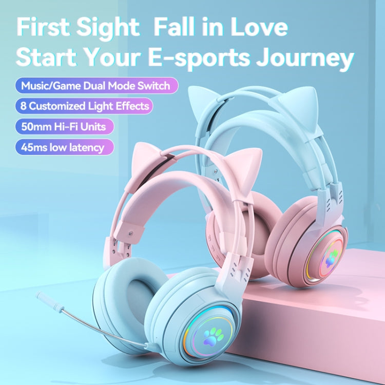 T25 RGB 立體聲貓耳藍牙無線耳機附可拆卸麥克風