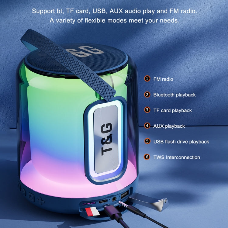 T&G TG376 Outdoor Portable LED Light RGB Multicolor Wireless Bluetooth Speaker Subwoofer