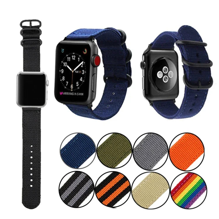 黑扣帆布錶帶，適用於 Apple Watch Series 8&7 41mm，適用於 Apple Watch Series 8&7 45mm