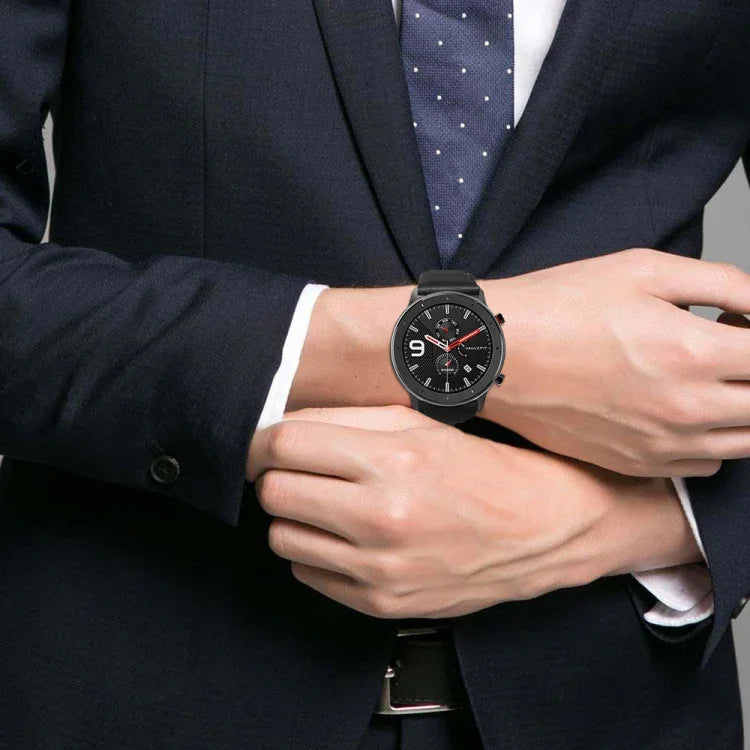 油蠟真皮錶帶，適用於Amazfit GTR 47mm / Pace / Stratos，Amazfit 2 Stratos，Ticwatch Pro / E2 / S2，Pebble第一代，Pebble Time