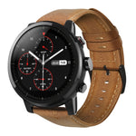 油蠟真皮錶帶，適用於Amazfit GTR 47mm / Pace / Stratos，Amazfit 2 Stratos，Ticwatch Pro / E2 / S2，Pebble第一代，Pebble Time