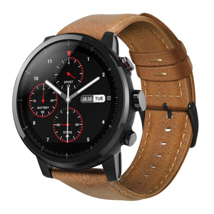 油蠟真皮錶帶，適用於Amazfit GTR 47mm / Pace / Stratos，Amazfit 2 Stratos，Ticwatch Pro / E2 / S2，Pebble第一代，Pebble Time