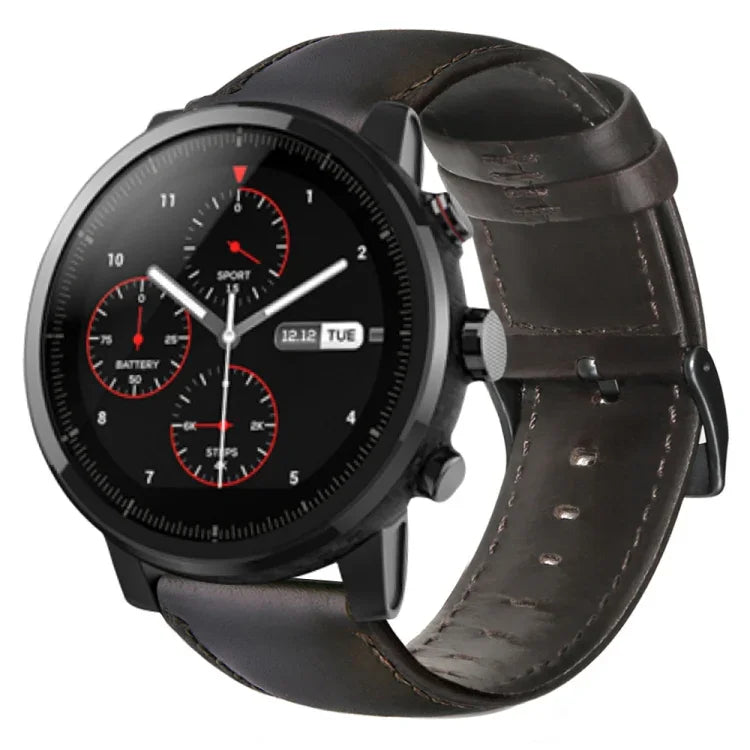 油蠟真皮錶帶，適用於Amazfit GTR 47mm / Pace / Stratos，Amazfit 2 Stratos，Ticwatch Pro / E2 / S2，Pebble第一代，Pebble Time