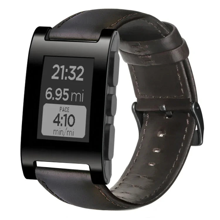 油蠟真皮錶帶，適用於Amazfit GTR 47mm / Pace / Stratos，Amazfit 2 Stratos，Ticwatch Pro / E2 / S2，Pebble第一代，Pebble Time