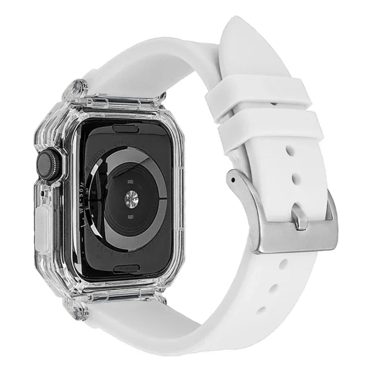 水晶透明聚碳酸酯殼矽膠錶帶，適用 Apple Watch Series 8&7 45mm