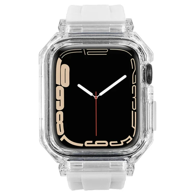 水晶透明聚碳酸酯殼矽膠錶帶，適用 Apple Watch Series 8&7 45mm