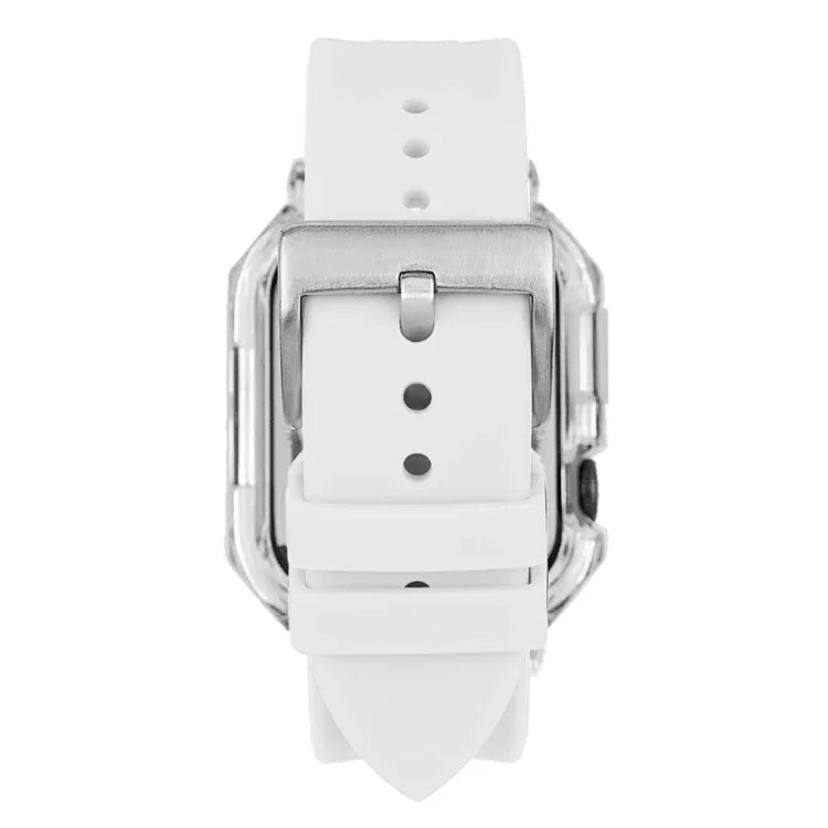 水晶透明聚碳酸酯殼矽膠錶帶，適用 Apple Watch Series 8&7 45mm