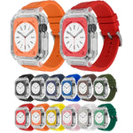 水晶透明聚碳酸酯殼矽膠錶帶，適用 Apple Watch Series 8&7 45mm