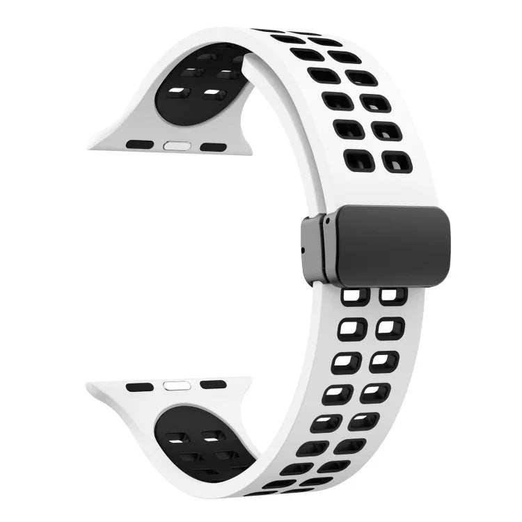 磁吸折疊扣方孔矽膠錶帶，適用 Apple Watch Series 8&7 45mm，適用 Apple Watch Series 8&7 41mm