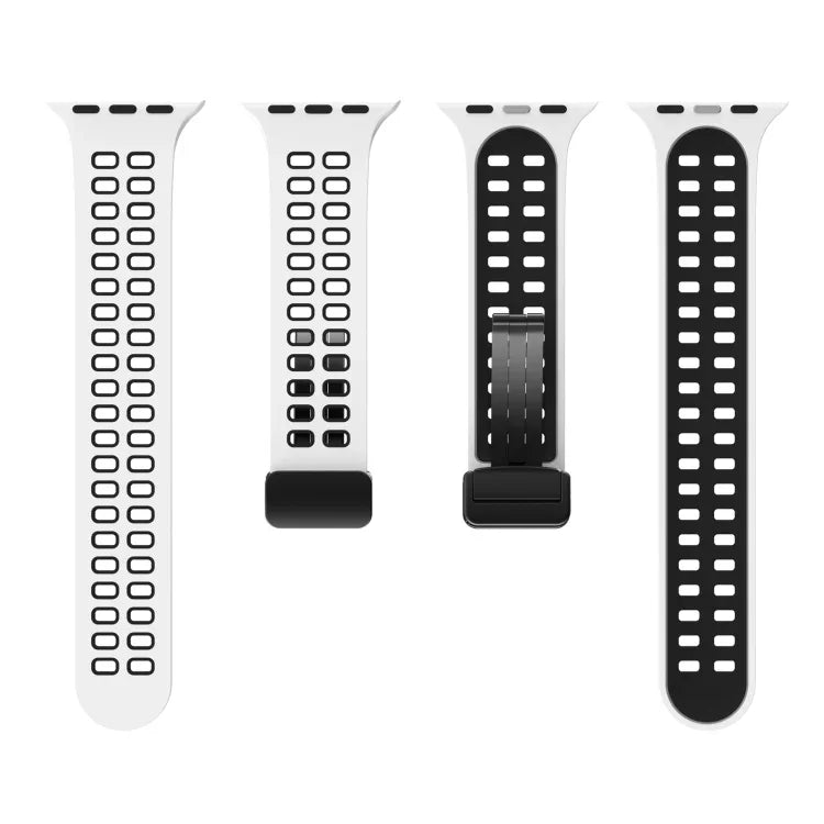 磁吸折疊扣方孔矽膠錶帶，適用 Apple Watch Series 8&7 45mm，適用 Apple Watch Series 8&7 41mm