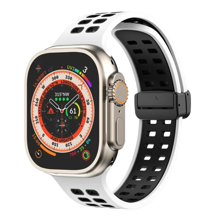 磁吸折疊扣方孔矽膠錶帶，適用 Apple Watch Series 8&7 45mm，適用 Apple Watch Series 8&7 41mm