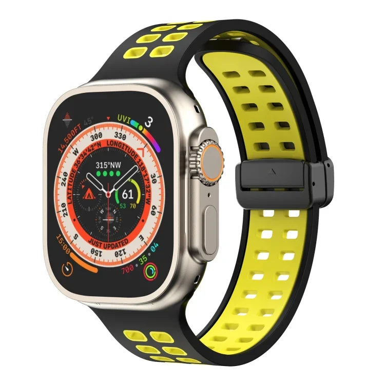 磁吸折疊扣方孔矽膠錶帶，適用 Apple Watch Series 8&7 45mm，適用 Apple Watch Series 8&7 41mm