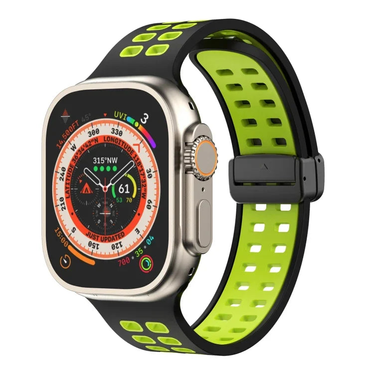 磁吸折疊扣方孔矽膠錶帶，適用 Apple Watch Series 8&7 45mm，適用 Apple Watch Series 8&7 41mm