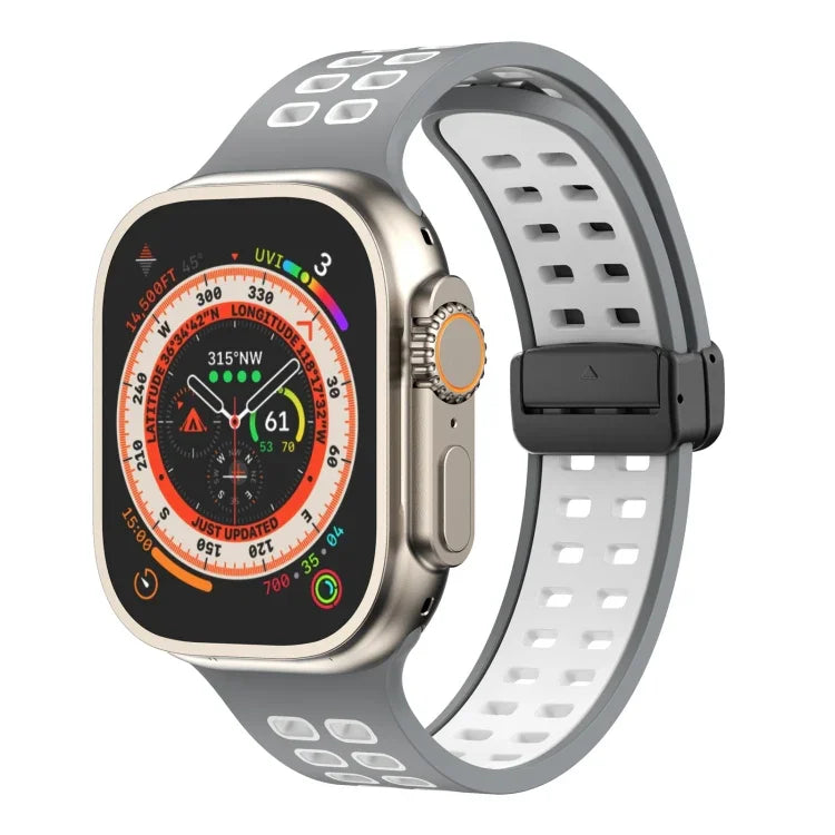 磁吸折疊扣方孔矽膠錶帶，適用 Apple Watch Series 8&7 45mm，適用 Apple Watch Series 8&7 41mm