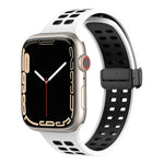 磁吸折疊扣方孔矽膠錶帶，適用 Apple Watch Series 8&7 45mm，適用 Apple Watch Series 8&7 41mm