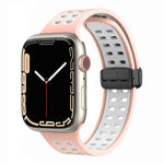磁吸折疊扣方孔矽膠錶帶，適用 Apple Watch Series 8&7 45mm，適用 Apple Watch Series 8&7 41mm