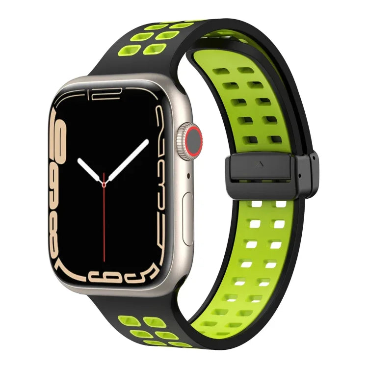磁吸折疊扣方孔矽膠錶帶，適用 Apple Watch Series 8&7 45mm，適用 Apple Watch Series 8&7 41mm