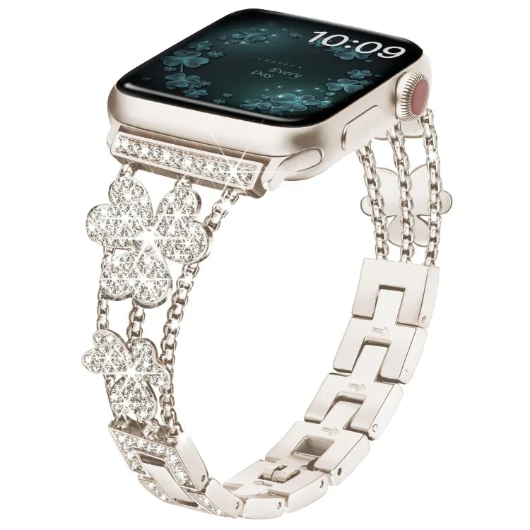 三葉草鑽石錶帶，適用 Apple Watch Series 8&7 45mm，適用 Apple Watch Series 8&7 41mm