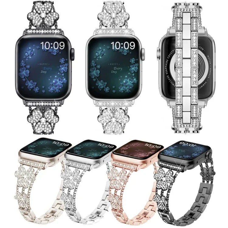 三葉草鑽石錶帶，適用 Apple Watch Series 8&7 45mm，適用 Apple Watch Series 8&7 41mm