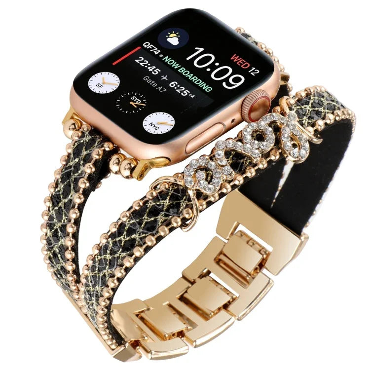 LOVE 皮革鍊帶錶帶，適用於 Apple Watch Series 8&7 45mm，適用於 Apple Watch Series 8&7 41mm
