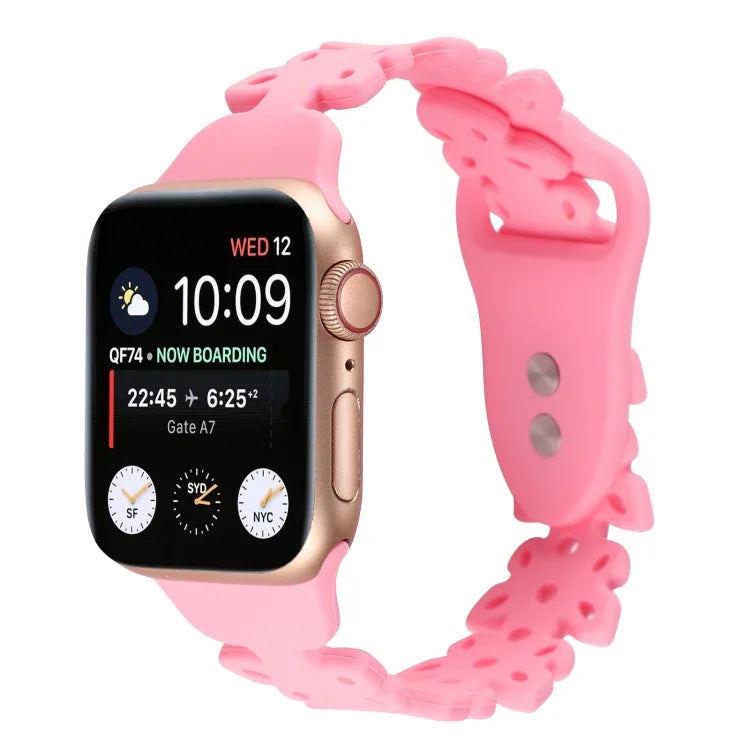 蝴蝶鏤空矽膠錶帶，適用於 Apple Watch Series 8&7 45mm，適用於 Apple Watch Series 8&7 41mm