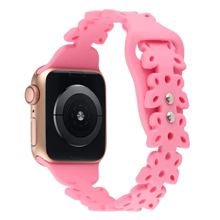 蝴蝶鏤空矽膠錶帶，適用於 Apple Watch Series 8&7 45mm，適用於 Apple Watch Series 8&7 41mm