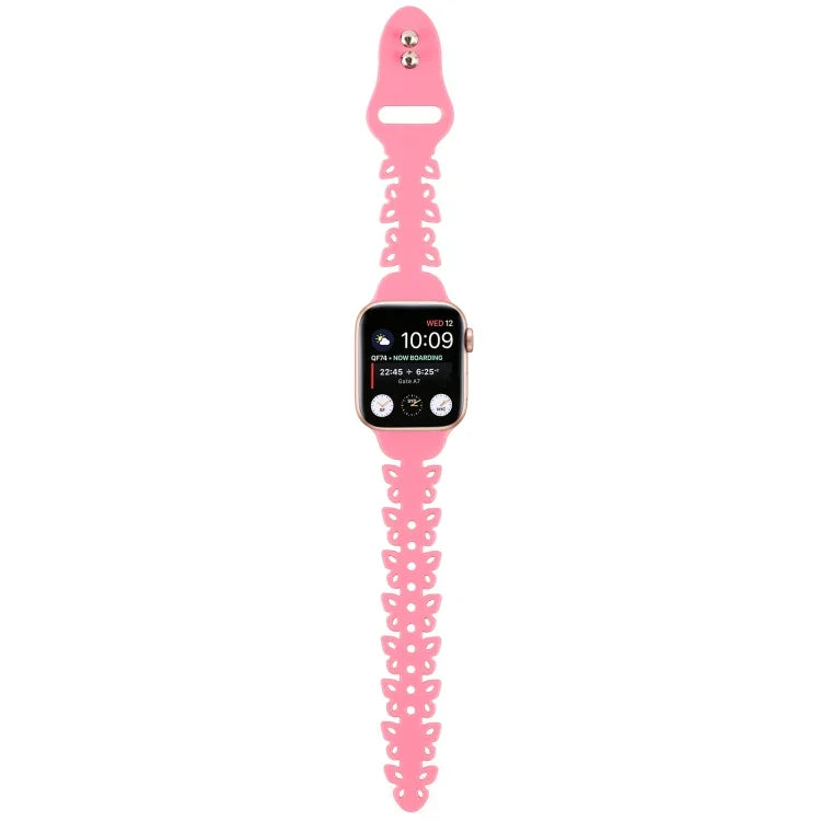 蝴蝶鏤空矽膠錶帶，適用於 Apple Watch Series 8&7 45mm，適用於 Apple Watch Series 8&7 41mm