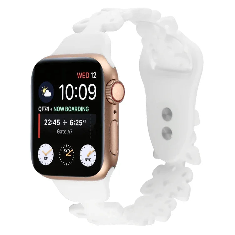 蝴蝶鏤空矽膠錶帶，適用於 Apple Watch Series 8&7 45mm，適用於 Apple Watch Series 8&7 41mm