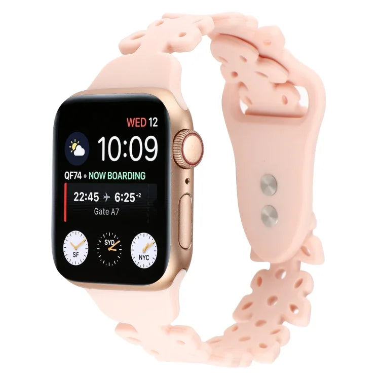 蝴蝶鏤空矽膠錶帶，適用於 Apple Watch Series 8&7 45mm，適用於 Apple Watch Series 8&7 41mm