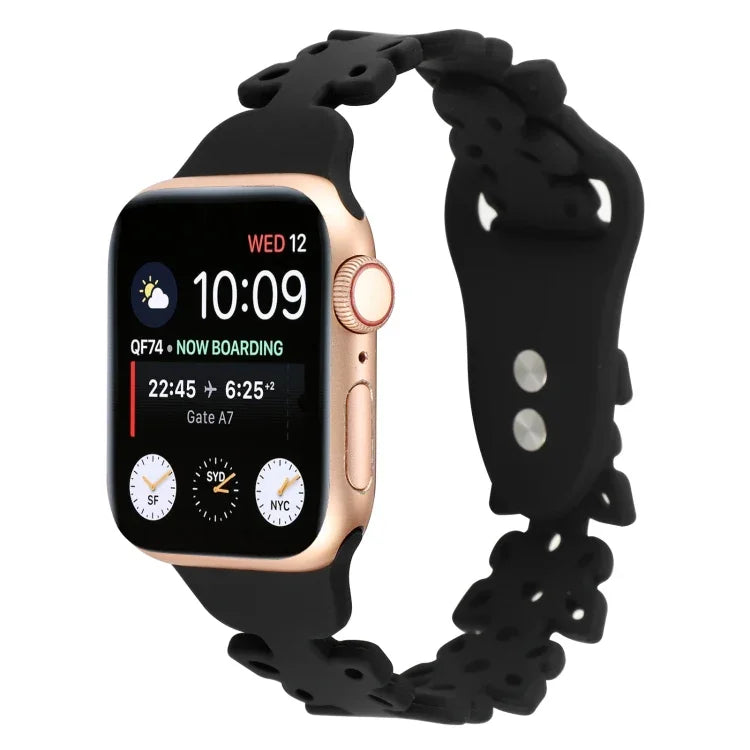 蝴蝶鏤空矽膠錶帶，適用於 Apple Watch Series 8&7 45mm，適用於 Apple Watch Series 8&7 41mm