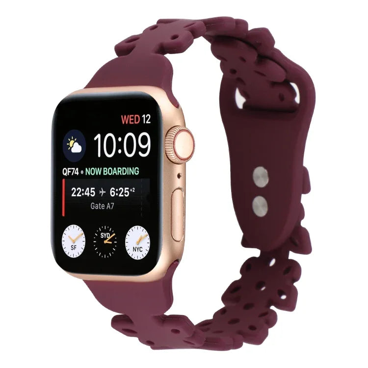 蝴蝶鏤空矽膠錶帶，適用於 Apple Watch Series 8&7 45mm，適用於 Apple Watch Series 8&7 41mm