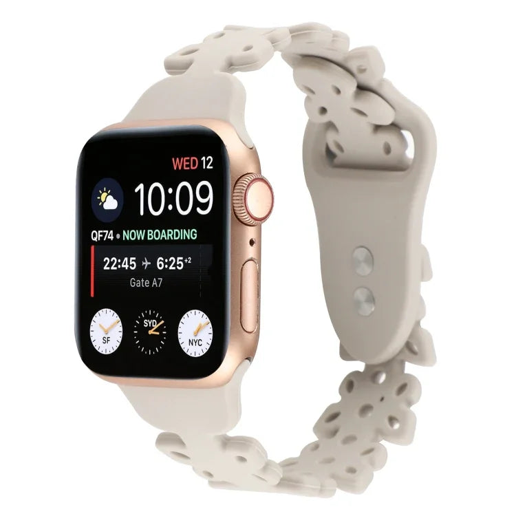 蝴蝶鏤空矽膠錶帶，適用於 Apple Watch Series 8&7 45mm，適用於 Apple Watch Series 8&7 41mm