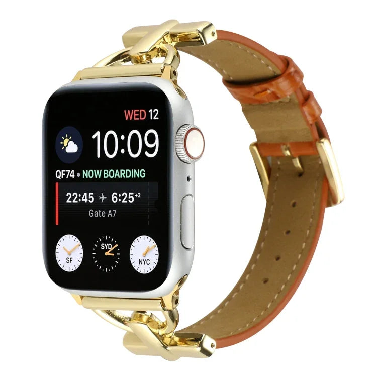 D 扣鱷魚真皮錶帶，適用於 Apple Watch Series 8&7 45mm，適用於 Apple Watch Series 8&7 41mm