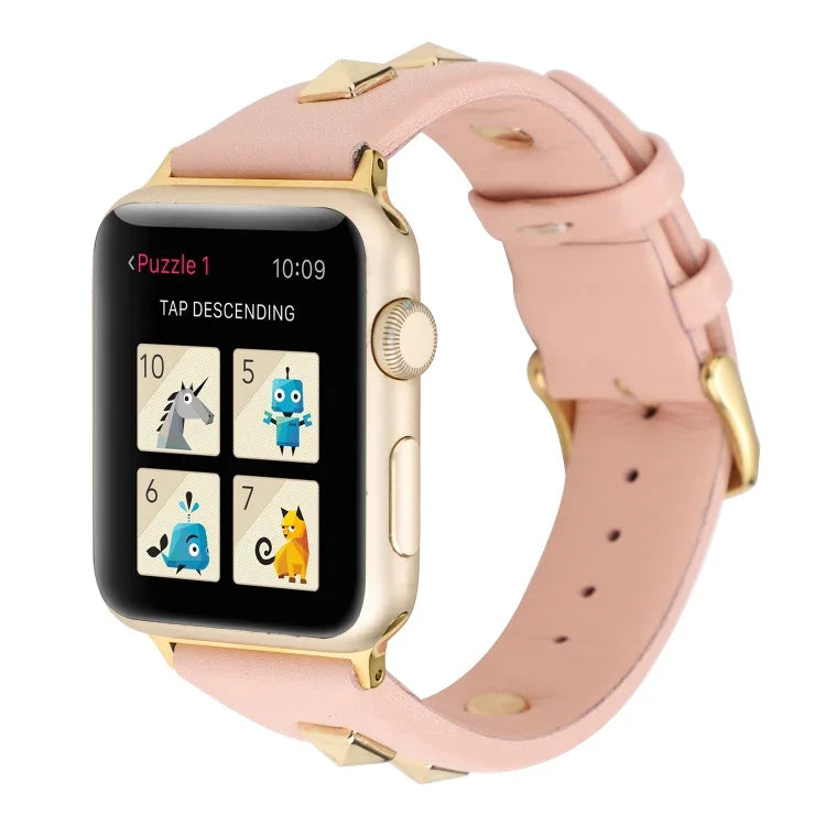 單排鉚釘真皮錶帶，適用於 Apple Watch Series 8&7 45mm，適用於 Apple Watch Series 8&7 41mm