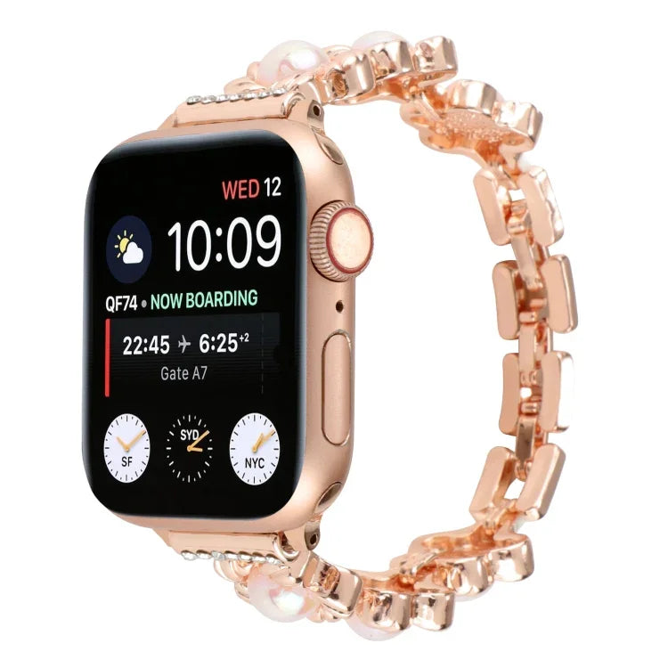 花朵手鍊金屬錶帶，適用於 Apple Watch Series 8&7 45mm，適用於 Apple Watch Series 8&7 41mm