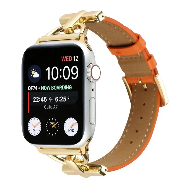 D 扣素面真皮錶帶，適用於 Apple Watch Series 8&7 45mm，適用於 Apple Watch Series 8&7 41mm