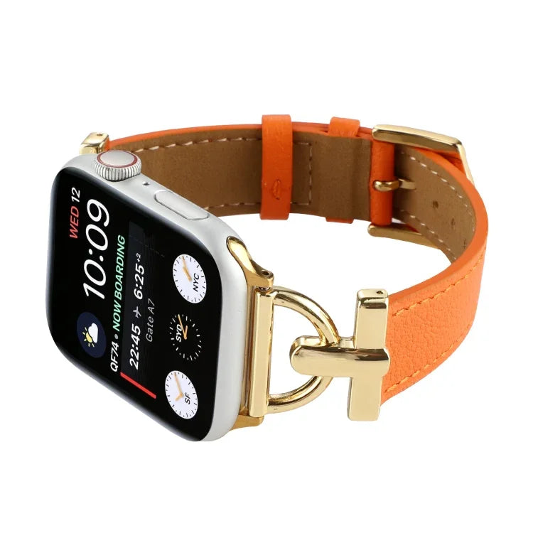 D 扣素面真皮錶帶，適用於 Apple Watch Series 8&7 45mm，適用於 Apple Watch Series 8&7 41mm