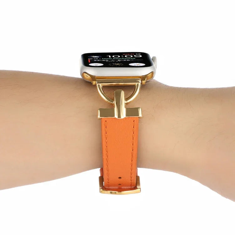 D 扣素面真皮錶帶，適用於 Apple Watch Series 8&7 45mm，適用於 Apple Watch Series 8&7 41mm