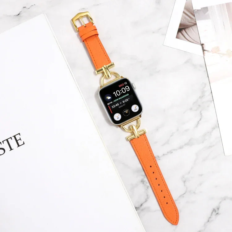 D 扣素面真皮錶帶，適用於 Apple Watch Series 8&7 45mm，適用於 Apple Watch Series 8&7 41mm