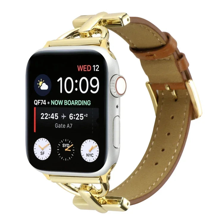 D 扣素面真皮錶帶，適用於 Apple Watch Series 8&7 45mm，適用於 Apple Watch Series 8&7 41mm