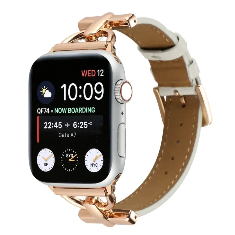 D 扣素面真皮錶帶，適用於 Apple Watch Series 8&7 45mm，適用於 Apple Watch Series 8&7 41mm