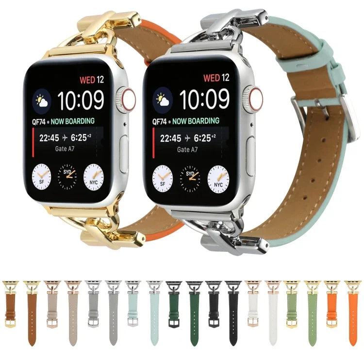 D 扣素面真皮錶帶，適用於 Apple Watch Series 8&7 45mm，適用於 Apple Watch Series 8&7 41mm