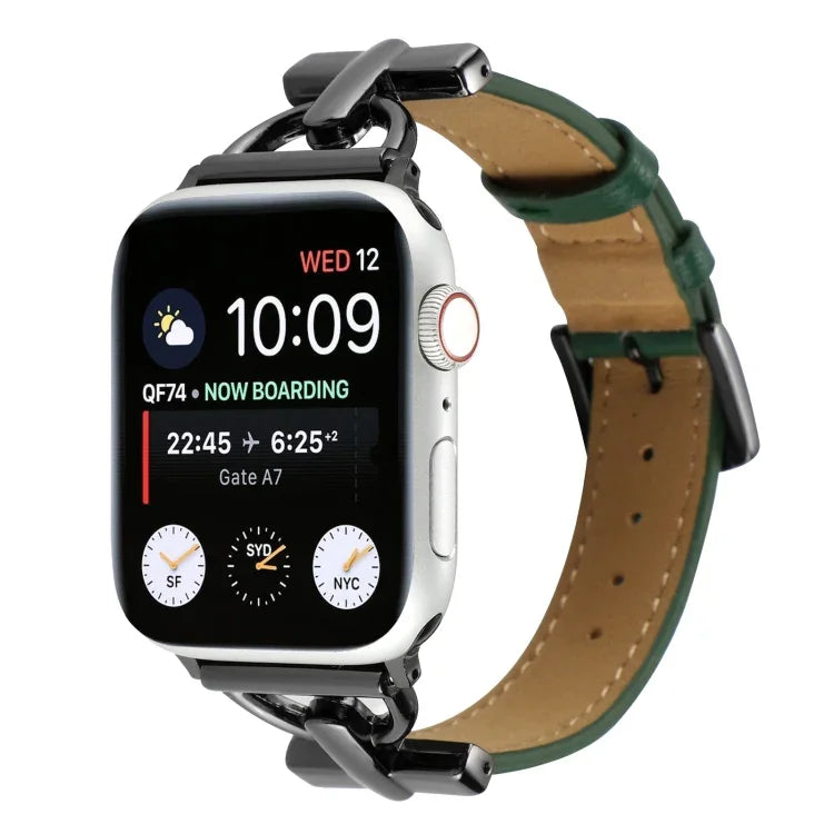 D 扣素面真皮錶帶，適用於 Apple Watch Series 8&7 45mm，適用於 Apple Watch Series 8&7 41mm