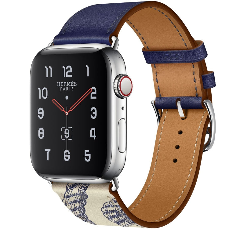 絲網印花皮革錶帶，適用於 Apple Watch 系列 7 41mm / 6 & SE & 5 & 4 40mm / 3 & 2 & 1 38mm，Apple Watch 系列 8&7 41mm / SE 2&6&SE&5&4 40mm / 3&2&1 38mm