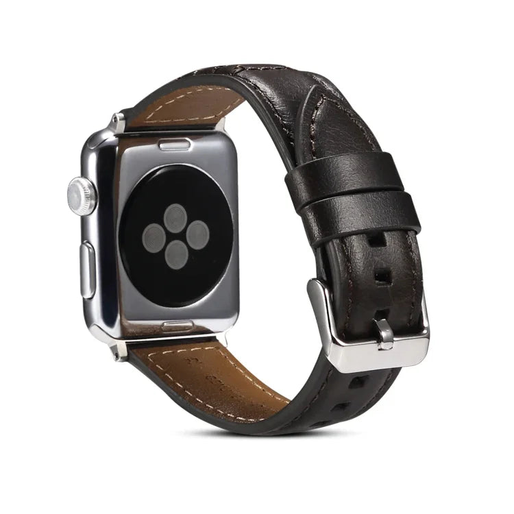 油蠟真皮錶帶，適用於 Apple Watch Ultra 49mm / Series 8&7 45mm / SE 2&6&SE&5&4 44mm / 3&2&1 42mm，適用於 Apple Watch Series 8&7 41mm / SE 2&6&SE&5&4 40mm / 3&2&1 38mm