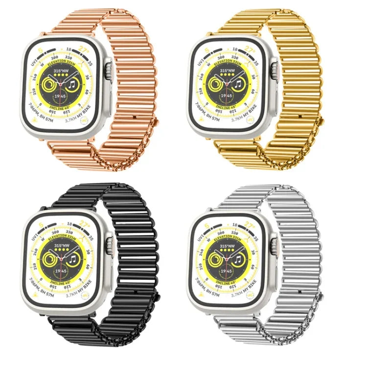 鍊扣不鏽鋼錶帶，適用於 Apple Watch Ultra 49mm / Series 8&7 45mm / SE 2&6&SE&5&4 44mm / 3&2&1 42mm，適用於 Apple Watch Series 8&7 41mm / SE 2&6&SE&5&4 40mm / 3&2&1 38mm
